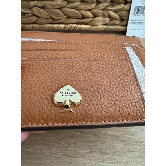 NWT! Kate Spade Kayla Large Slim Cardholder in Warm Gingerbread - Picture 7 of 14